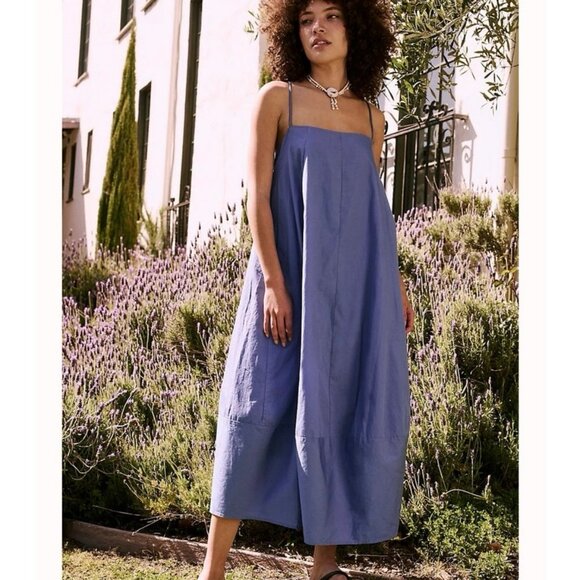 Free People Dresses & Skirts - NWOT Free People Struttin’ Midi Dress Blue Fizz Cotton Sleeveless Sundress XS